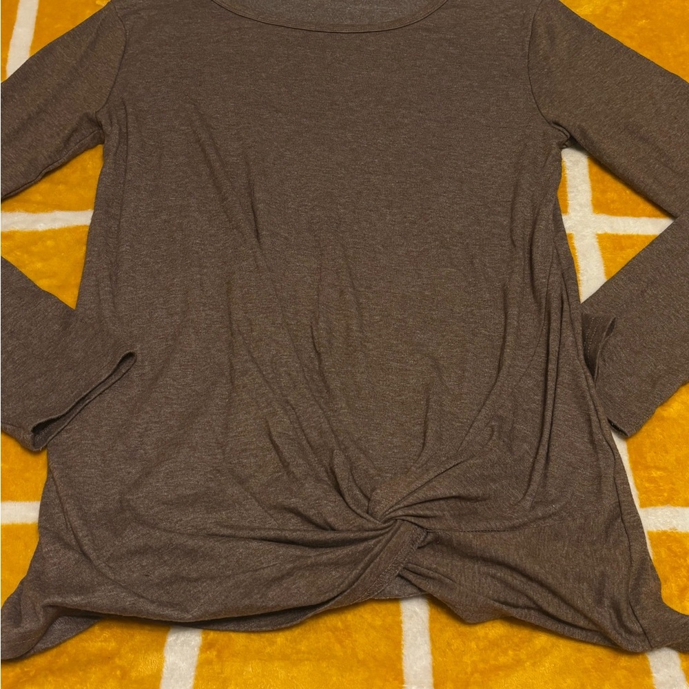 Women's Brown Twist Front Top